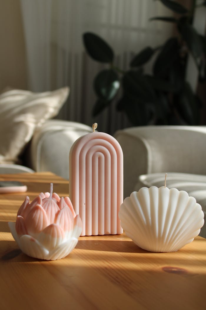 gallery-3 Aesthetic image of decorative candles on a wooden table in a sunlit room, Istanbul.